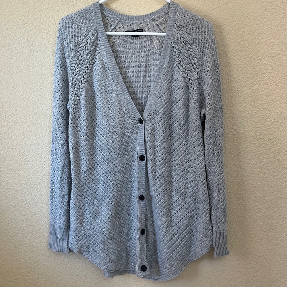 American Eagle Outfitters button down grey cardigan, size M